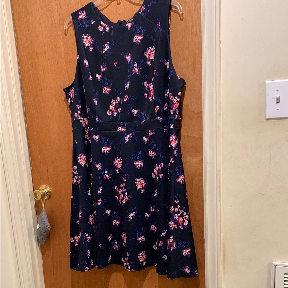 Dress Barn Navy Floral Midi Dress